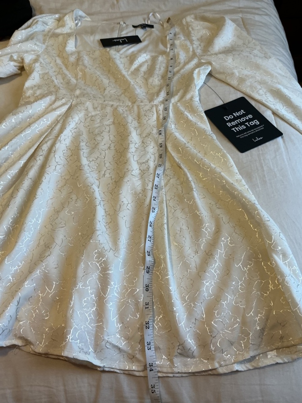 Lulus Elegant Adoration Cream Floral Jacquard Long Sleeve Mini Dress - Picture 12 of 12